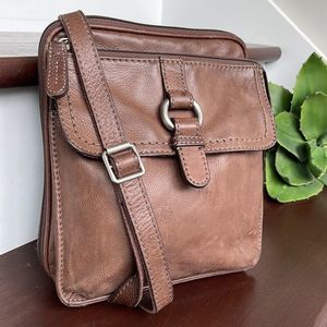 Fossil genuine leather unisex Crossbody shoulder bag handbag purse